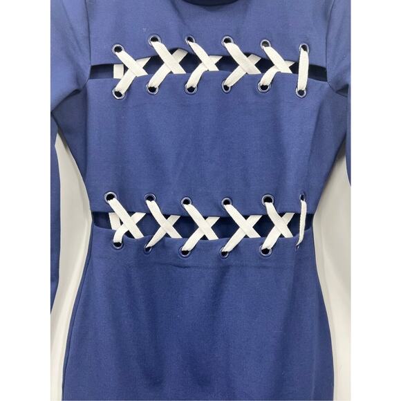 Guess Dress Womens Pia Detail‎ Sweater Sheath Bodycon Blue Size Small - Picture 8 of 9